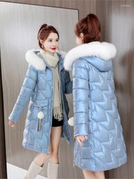 Trench da donna Giacca invernale da donna Lucido femminile 2023 I capelli pesanti crescono in piumino usa e getta Collo imbottito in cotone 2866J