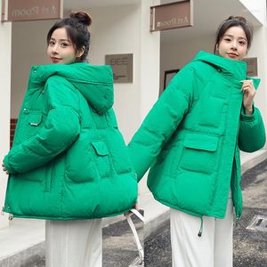 Trench femme manteaux veste d'hiver femmes coton rembourré 2022 coréen ample solide court chaud Streetwear mode bulle pain manteau