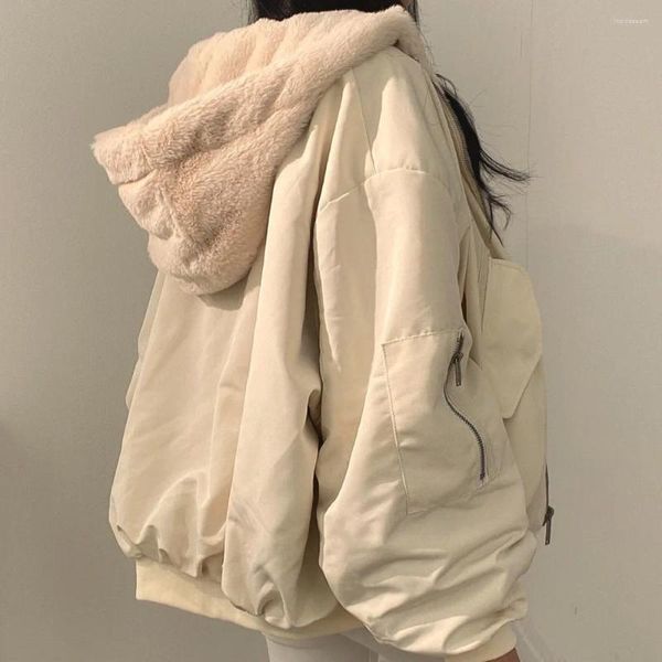 Abrigos de trinchera para mujer Chaqueta de invierno Mujeres Parkas Ropa casual cálida Chaquetas largas Ambos lados usan con capucha Fleece Espesado Parka Mujer 2023