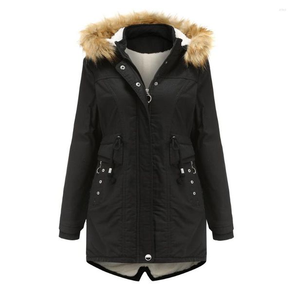 Femmes Trench Manteaux Veste D'hiver Femmes 2023 Plus La Taille À Capuche Rose Parka Femme Vers Le Bas Coton Pardessus Casual Noir Chaud Rembourré Manteau Femme