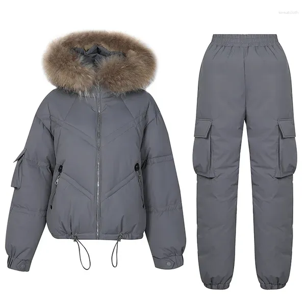 Trenchs de femmes manteaux veste d'hiver femmes ensemble porter mode épaissie manteau chaud deux pièces