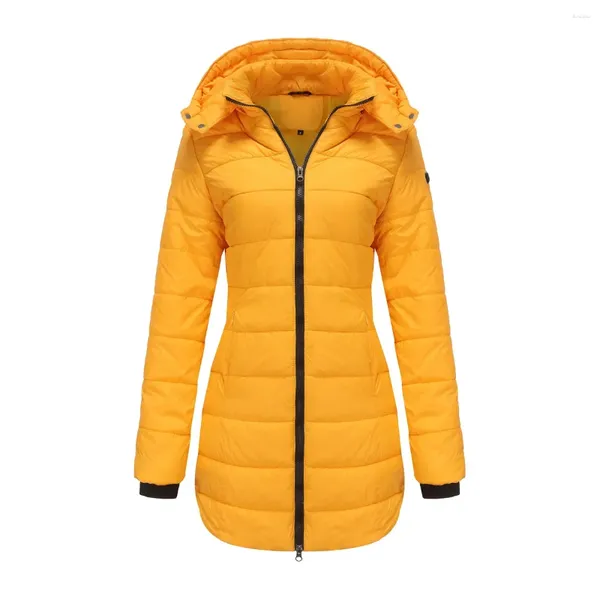 Abrigos de trinchera para mujer Chaquetas de invierno para mujeres 2024 Puffer Chaqueta acolchada Abrigo largo frío Parkas Abrigo Mujer Manteau Femme Hiver Amarillo Azul marino