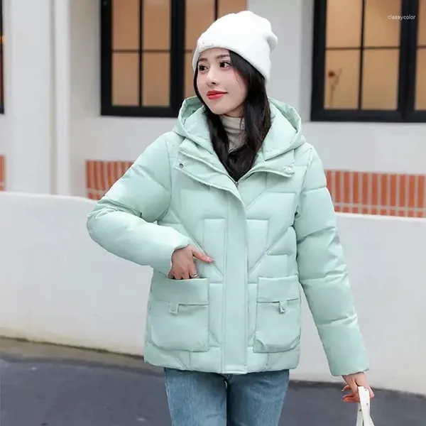 Caítas de zanjas para mujeres Invierno Corea Corea Short Parkas Mujeres sueltas Algodón de algodón Femenado Engrosado espesas de abrigo