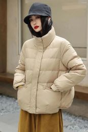 Женские тренчи, зимняя корейская версия, свободный крой, модный большой карман с коротким воротником-стойкой, пуховик для повседневного тепла