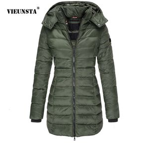 Trenchs pour femmes hiver coréen femmes à manches longues manteau à capuche mode mince couleur unie mi-longueur coton veste chaud vers le bas coton veste 230130