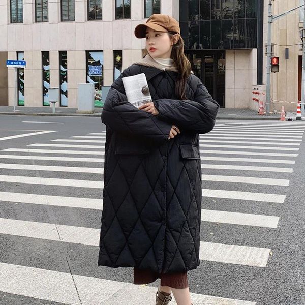 Trenchs pour femmes Manteaux d'hiver mi-longs amovibles tricotés à capuche en coton à manches longues coréen lâche décontracté parkas rose kaki blanc noir