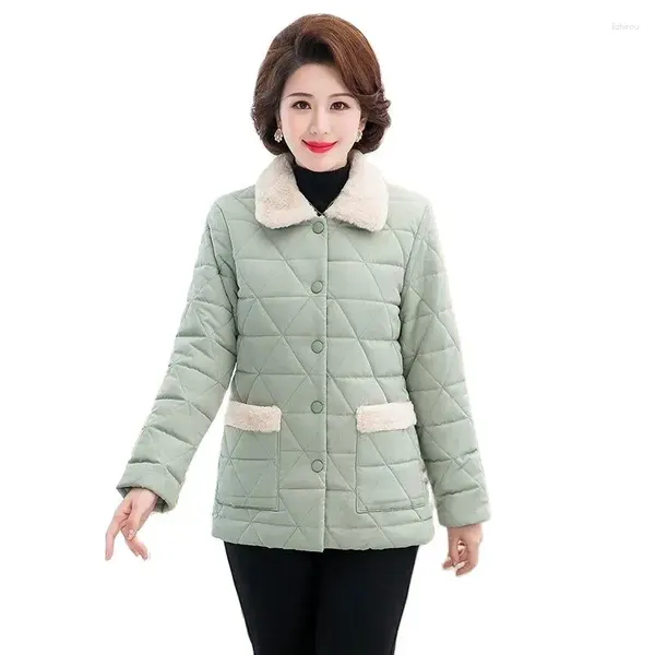 Trench-coat d'hiver pour femmes, vêtements rembourrés, veste fine à revers, à la mode, ample, avec poche 5X, pour personnes d'âge moyen et âgées