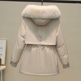 Trenchs de femmes manteaux d'hiver plus velours vestes rembourrées femmes parka vêtements d'extérieur coréen grand col de fourrure à manches longues veste bouffante femme épaissir