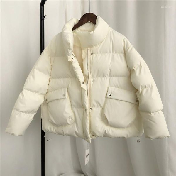 Trenchs de femmes manteaux d'hiver veste courte femmes lâche manches longues Parkas chaud coréen frais couleur bonbon manteau coton pardessus