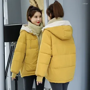Trenchs de femmes manteaux d'hiver femmes courtes vers le bas manteau de coton à capuche épais lâche et chaud veste de neige de mode
