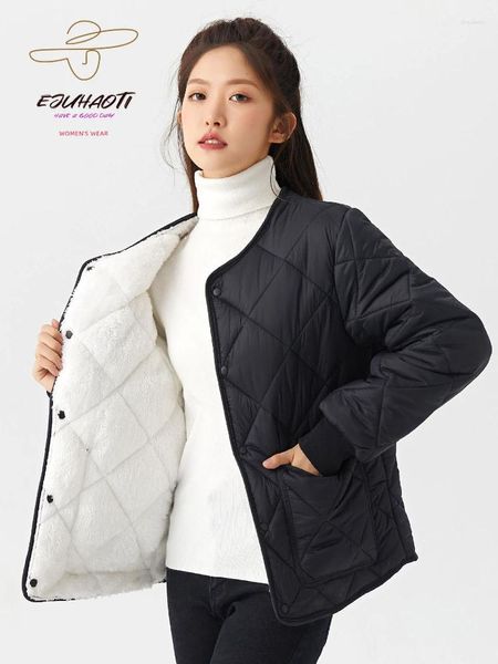 Trenchs de femmes manteaux d'hiver étudiant vêtements de coton en vrac épaissi manteau engraissé dames hauts élégant style preppy parkas de fille