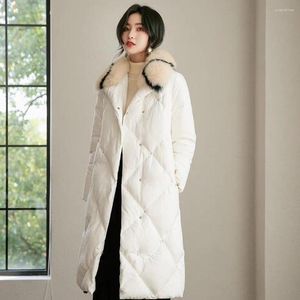 Winterstijlster met dames winterstijl met high-end temperament losse gespog diamant warme witte eend omlaag jasje jas