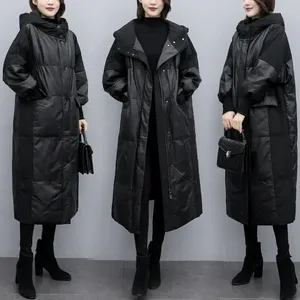 Trenchs de femmes manteaux d'hiver mince vers le bas coton veste dame mode noir vestes à capuche à manches longues manteau chaud parka femme vêtements d'extérieur en vrac