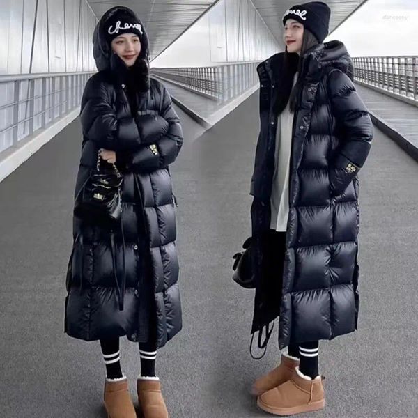 Trenchs de femmes manteaux d'hiver imperméable à capuche veste chaude femme noir long Parkas manteau de base femme femmes longouterwear 2024