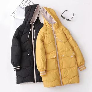 Trenchs pour femmes Hiver Femmes Parkas mi-longues Vestes Casual Poches Épais Chaud À Capuche Motif Manteau Femme Outwear Veste Coupe-Vent