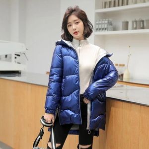 Trench-coats pour femmes Veste en coton pour hommes Femme 2023 Section moyenne longue Hiver Version coréenne Brillant Mode Rembourré Jacke Outcoat