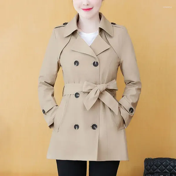 Trenchs de femmes manteaux femme 2023 mode revers double boutonnage long manteau pour femmes pardessus femme coupe-vent H67