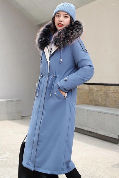 Gabardinas de mujer Abrigos Mujer Paño Cortavientos Chaqueta de invierno Mujeres con capucha Parkas Chaquetas Gruesas Cuello de piel grande Abajo Abrigo de algodón Mujer LXR202