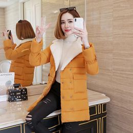 Gabardina para mujer, chaqueta acolchada de algodón ajustada de estilo coreano para mujer, para otoño e invierno, abrigo medio largo