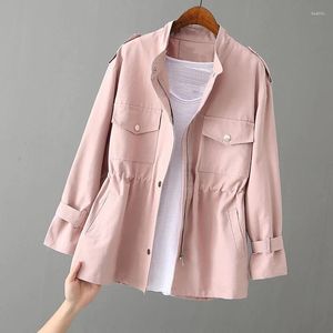 Dames Trench Coats Dames Windscheper 2022 Herfst Koreaanse wilde losse stand-ballen Fashion Pink Jacket Vrouwelijke studentenjas voering 96