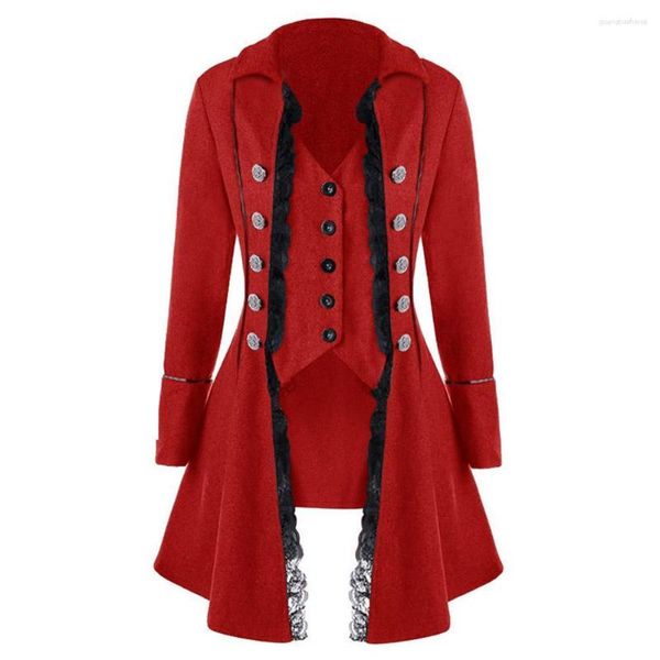 Femmes Trench Coats Femmes Chirstmas Costumes Vintage Costume Veste Longue Steampunk Rétro Tailcoat Bouton Poitrine Gothique Victorien Redingote