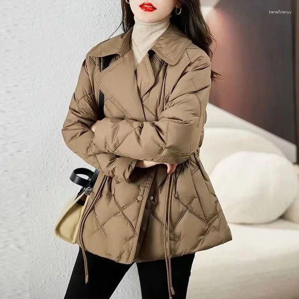 Trenchs de femmes manteaux femmes vers le bas manteau de coton veste d'hiver femme col sur mesure parka légère mince courte longueur vêtements d'extérieur minceur pardessus