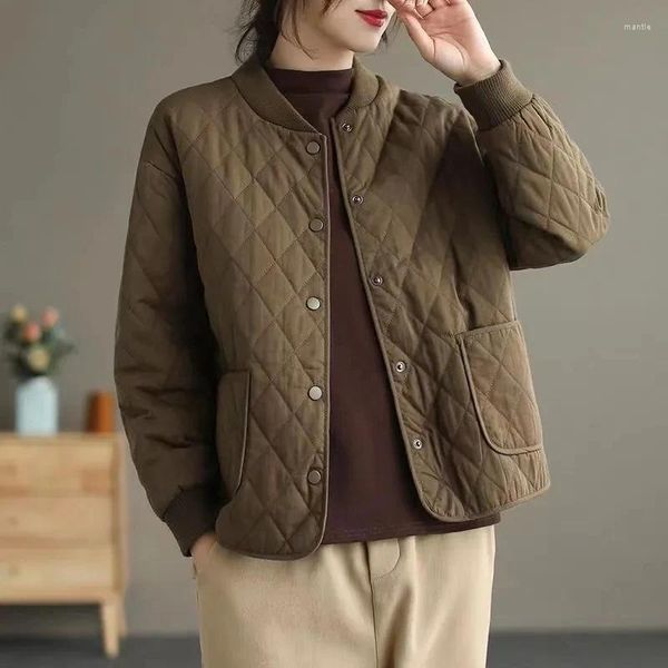 Trenchs de femmes Manteaux Femmes Down Coton Veste 2023 Léger Court Puffer Parkas Solide Couleur Lâche Manteau Chaud Coréen Manteau Femme Hiver