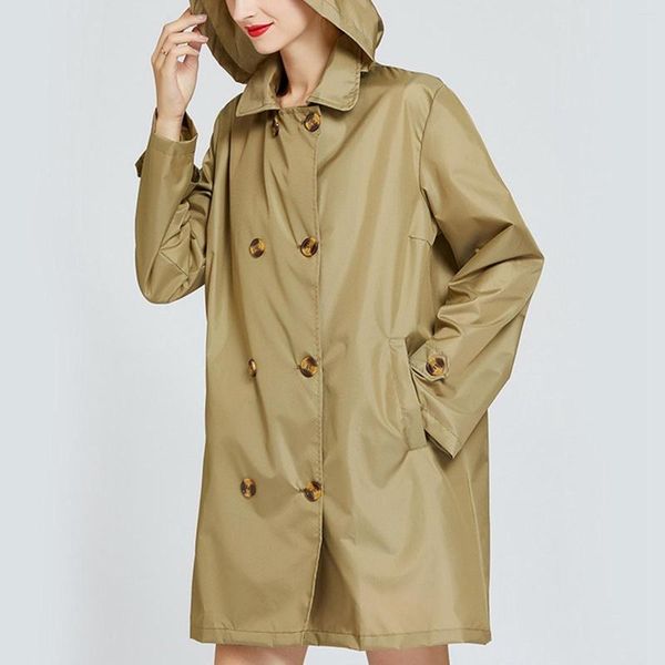 Trenchs Femmes Femmes Mode Coupe-vent en plein air Manteau court Solide Voyage Randonnée Portable Raincoat Casual Vestes lâches Chamarras Para