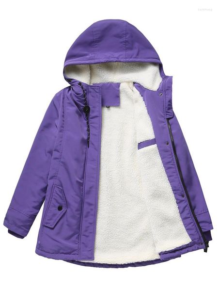 Gabardina para mujer, Parka con forro polar para mujer, abrigo de invierno, chaqueta con capucha y bolsillos, piel de cordero, nieve gruesa