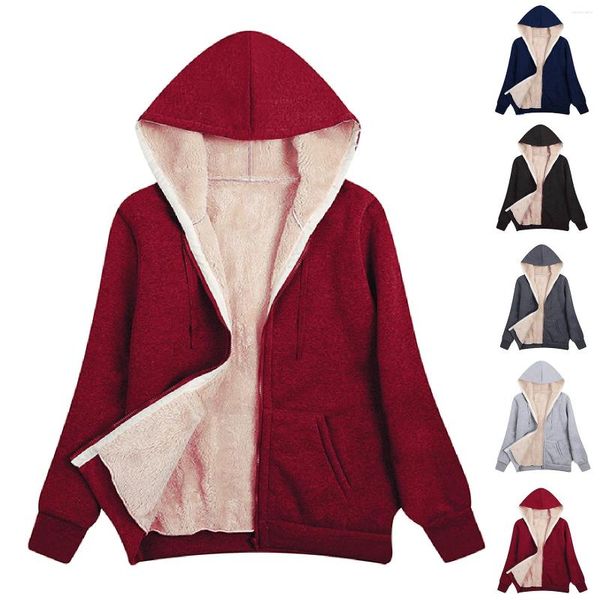 Trench Coats Femmes Sweat à capuche Féris en couleur de couleur unie en ligne de couleur d'hiver