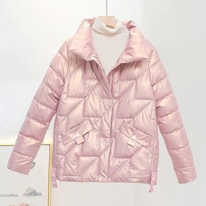 Women's Trench Coats Women Jacket 2023 Winter Parkas Female Glossy Down Cotton Jackets Lepel Casual Warm Parka Short Coat Outwear