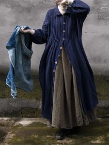 Trenchs de femmes manteaux femmes lâche automne hiver jacquard coton manteau de rides vêtements d'extérieur femme 2023 vintage topcoat dames hauts
