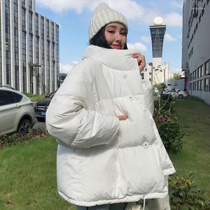 Trenchs de femmes Manteaux Femmes Puffy Coton Manteau Lâche Rouge Parkas Coréen Hiver Chaud Veste Rembourrée Mode Femme 2022 Court Pain Pardessus Mujer