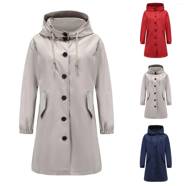 Trenchs pour femmes Manteaux imperméables pour femmes Coupe-vent Veste de pluie légère à capuche extérieure 2x vers le bas