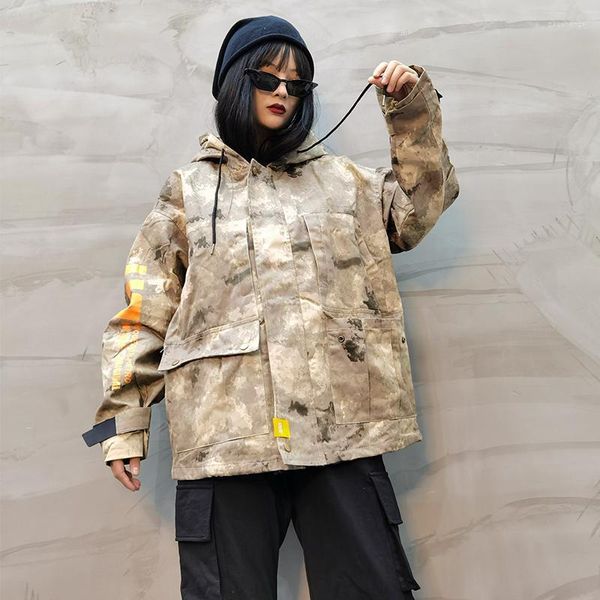 Trenchs de femmes Manteaux de camouflage pour femmes Femmes Coupe-vent à capuche Style BF Militaire Manteau court Femme Celebrity Inspiré Vêtements