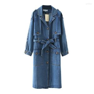 Vrouwen Trenchcoats Vrouwen Oversized Denim Jas Vrouwen Lente Herfst Katoen Jean Bovenkleding Plus Size Lange Windjack Casual top