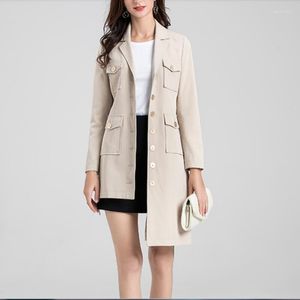 Dames Trench Coats Dames S-6XL / Spring Women Fashion Personaliseerde aanpassing Large-size Middenlengte onregelmatige enkele breasted