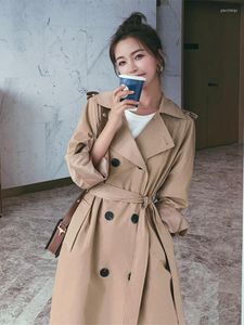 Trench femme coupe-vent femme 2022 Style moyen et Long printemps automne tempérament britannique petit homme longueur genou