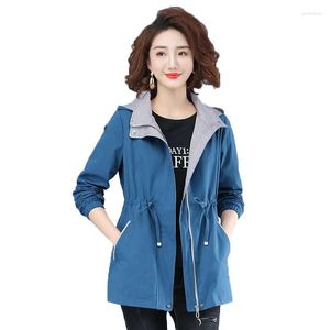 Dames Trench Coats Women's Vrouwen Jackets MIDDELIJKE Veer Spring Herfst Wind Breakher Vrouwelijke mode Casual losse tops Ladies Basic Out meter