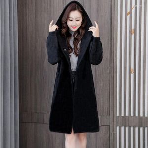 Trenchs de femmes Femmes Wywan 2022 Grande taille épais vison velours mi-long manteau femme version coréenne mode sauvage imitation
