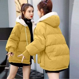 Trenchs de femmes manteaux femmes veste courte hiver épais à capuche vers le bas coton parkas rembourré femme coréenne lâche bouffante dames surdimensionnée vêtements d'extérieur