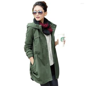 Trench femme manteaux femmes coupe-vent 2022 femme automne coréen grande taille mode mi-longueur décontracté armée vert à capuche Unique manteau