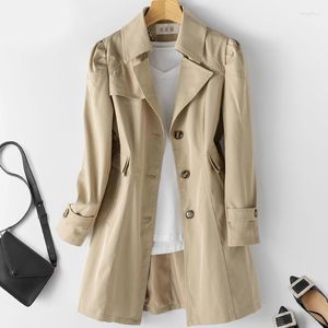 Women's Trench Coats Women Windbreaker Length Slim Fit Laple Coat Spring Autumn Single Breasted Top Female Jacket