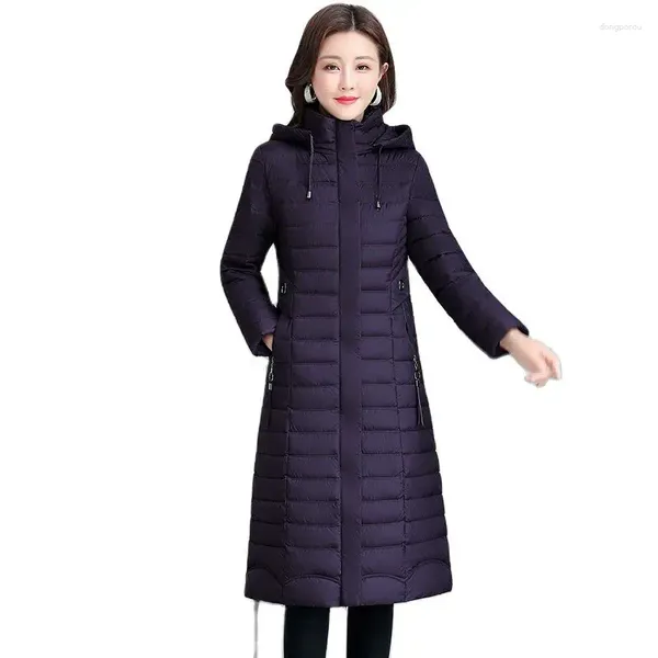 Abrigos de trinchera para mujer Mujeres Invierno con capucha Big Pocket Long Thin A prueba de viento Abrigo cálido Puffer Chaqueta Algodón Acolchado Parkas Abrigo