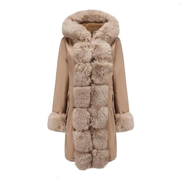 Trenchs de femmes manteaux femmes hiver pardessus fausse fourrure vêtements d'extérieur épais veste en peluche à capuche manteau polaire chic chaud plus taille vêtements automne