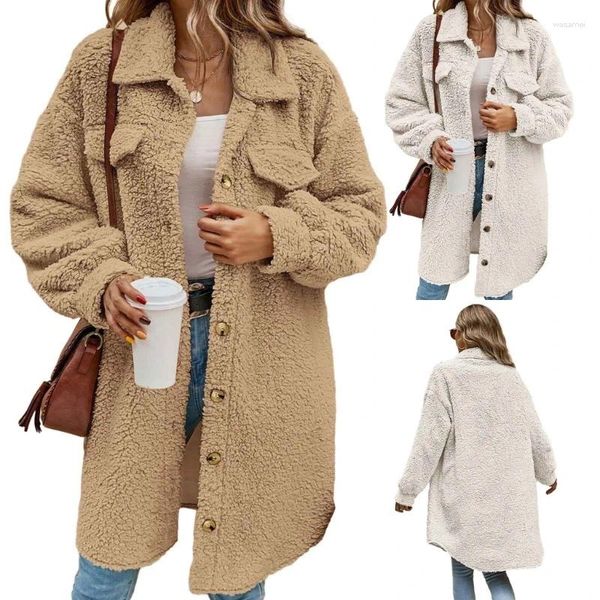 Trench Coats Femmes Femmes d'hiver Sherpas Fleece Bouton Down Down Vestes Fuzer Supwear Coat Trop