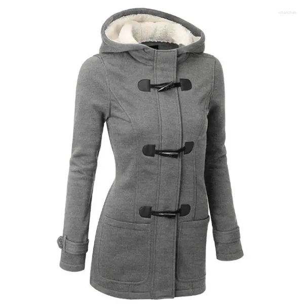 Gabardinas para mujer Abrigos Mujeres Cremallera Invierno Primavera Grandes Señoras Jerseys Bolsillos Bolsillos Woll Botón Cap Sudaderas Sudaderas Sudaderas Abrigo Casual