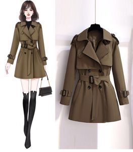 Damesgeuljagen dames herfstjacks en jassen dames korte trench jas Koreaanse stijl casual revers kraande jas chaqueta mujer 230211