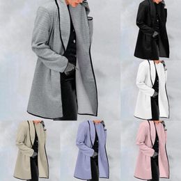 Trenchs de femmes manteaux femmes mode hiver manches longues ouvert cardigan couleur décontracté manteau de laine veste dames chaud mince pardessus