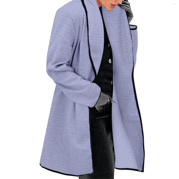 Trenchs de femmes manteaux femmes mode hiver manches longues ouvert cardigan couleur décontractée manteau de laine style anorak veste femme avant pour